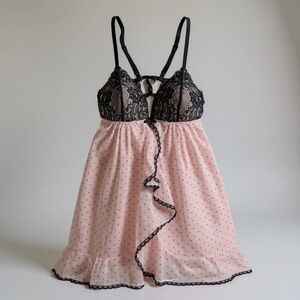 Ambrielle Black and Pink Lace Bra Intimates
